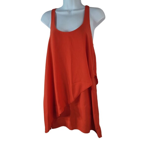 Silence & Noise Sleeveless Tank Dress Orange XS Tier Lined Zip Urban Outfitters - Picture 3 of 10